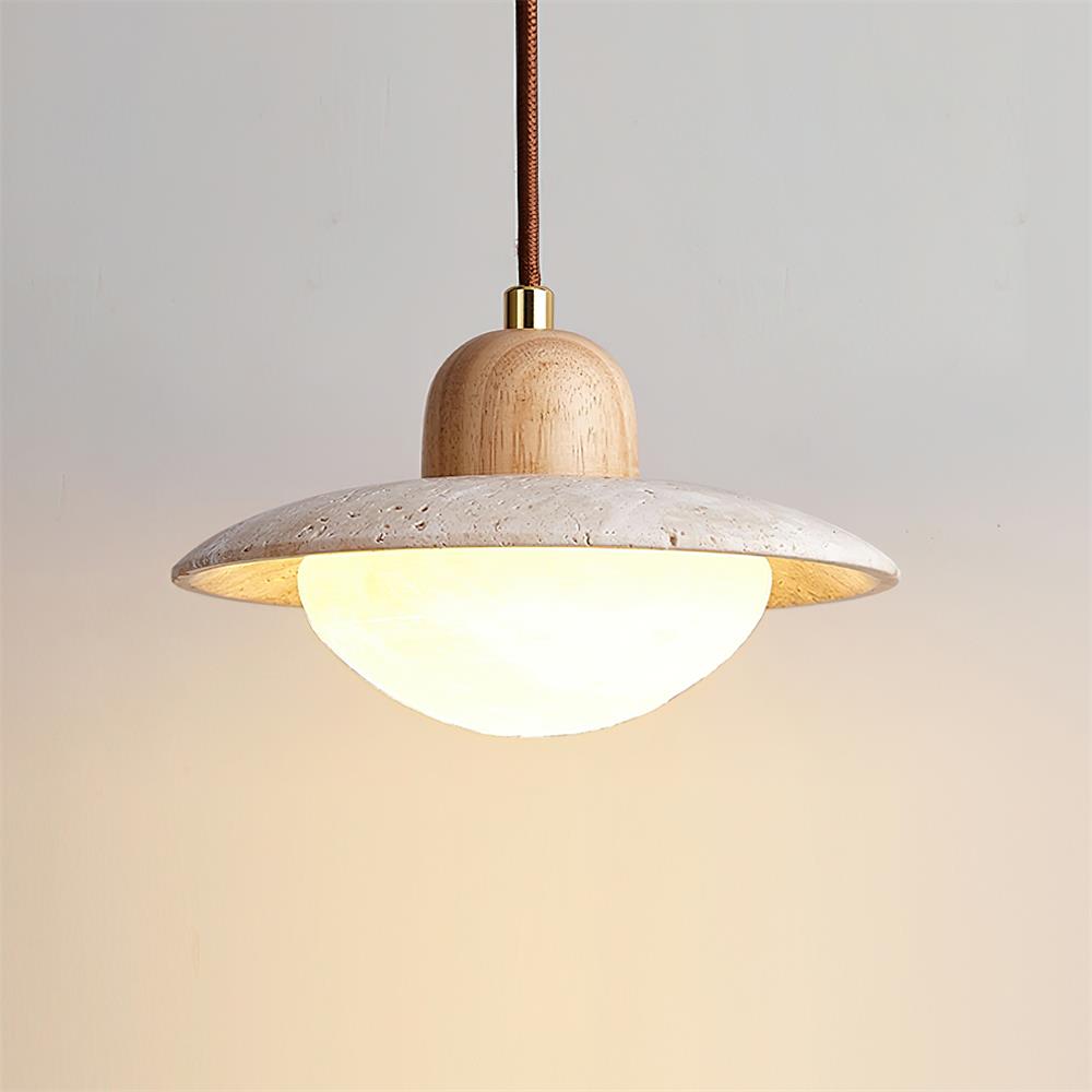 Travertine Pendant Light with Integrated LED Design | Adjustable Height Kitchen Pendant Lighting for Modern Interiors 7