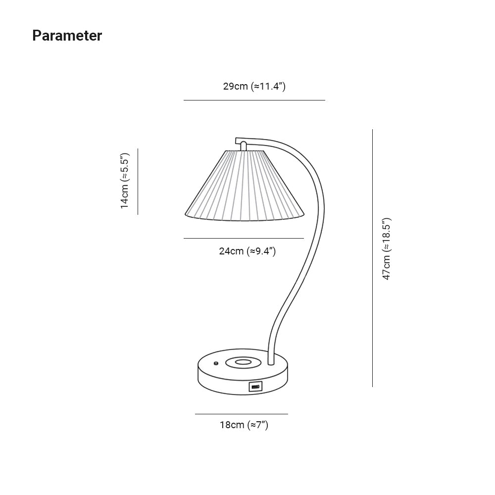 Sano Nordic Curved Ceramic Fabric Table Lamp