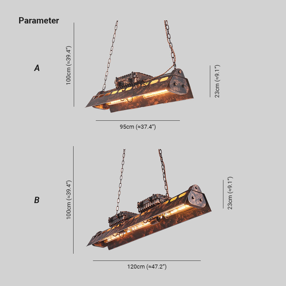 Alessio antique rust pendant room setting