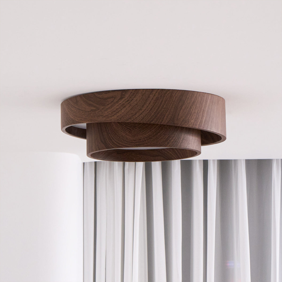 Muto Ceiling Light Double-Ring Walnut Color