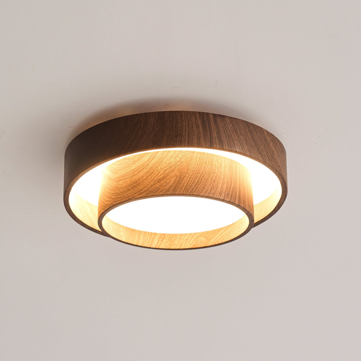 Muto Ceiling Light Double-Ring Walnut Color