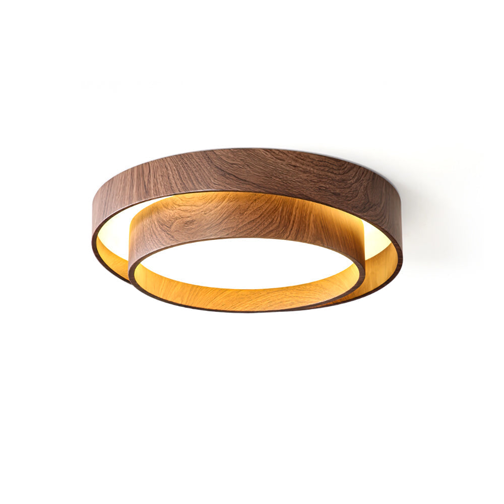 Muto Double-Ring Walnut Ceiling Light