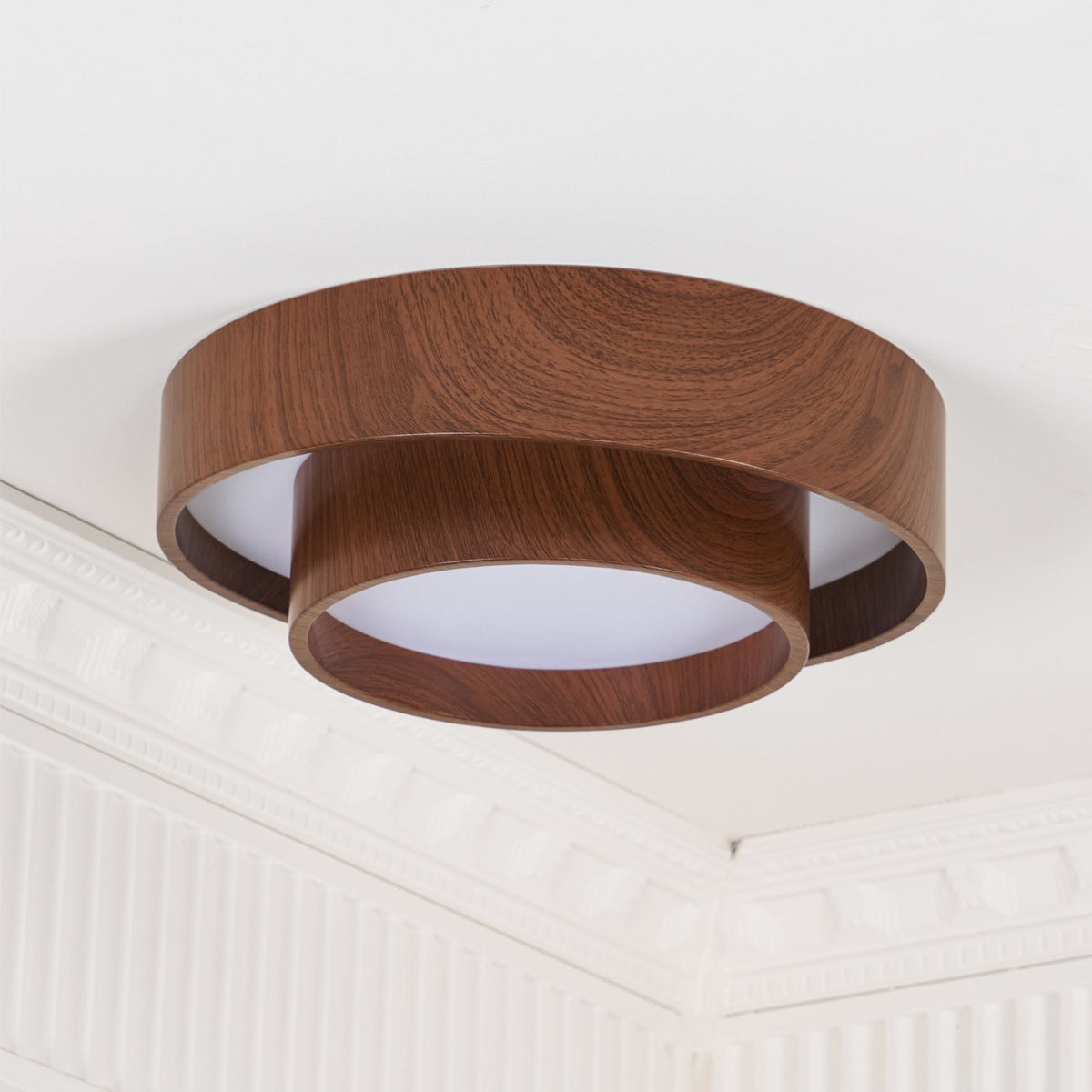 Muto Ceiling Light Double-Ring Walnut Color