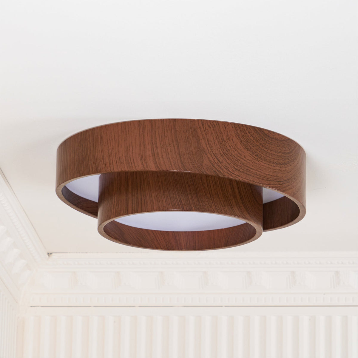 Muto Ceiling Light Double-Ring Walnut Color
