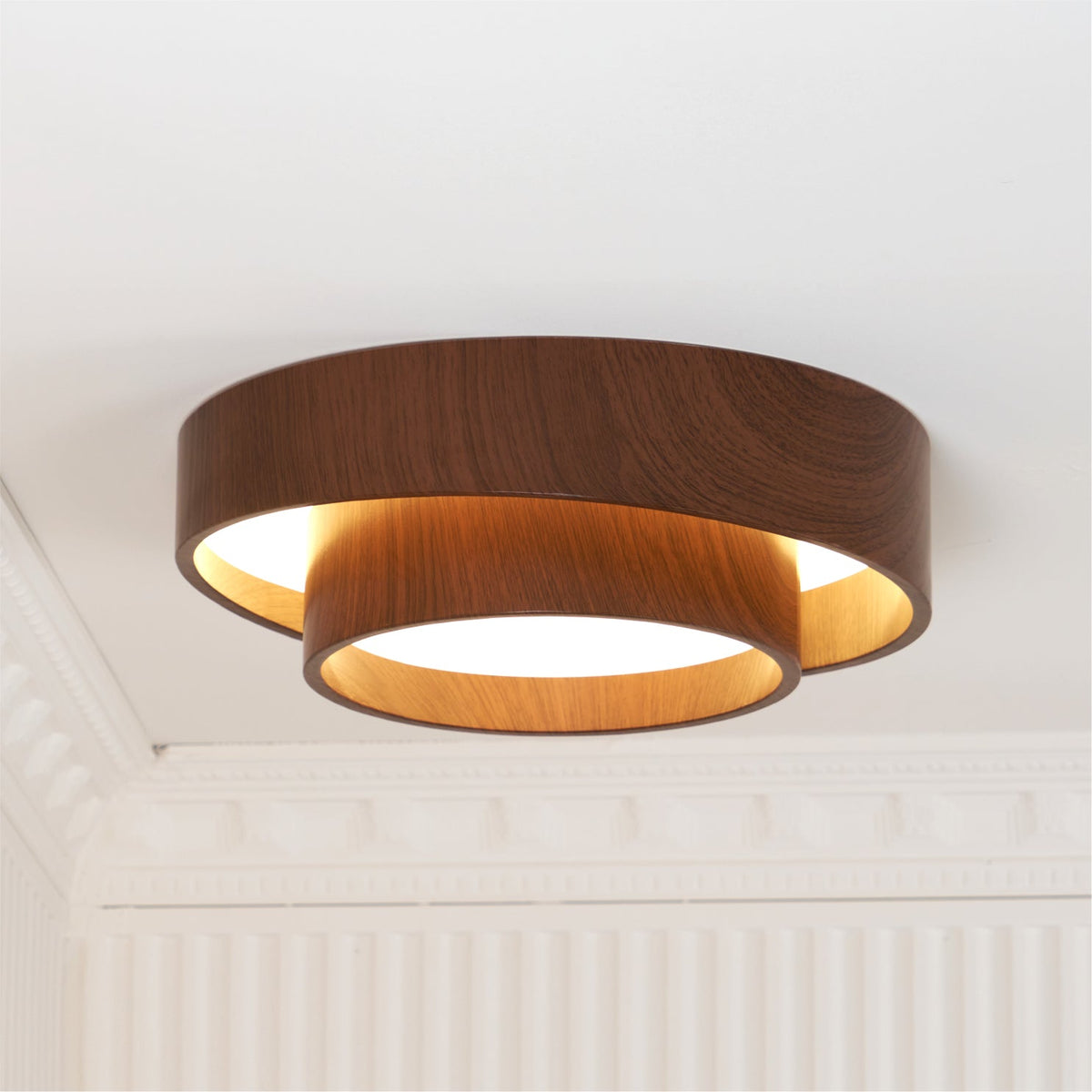 Muto Ceiling Light Double-Ring Walnut Color