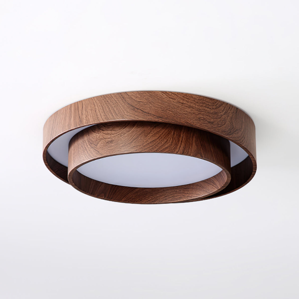 Muto Double-Ring Walnut Ceiling Light detail