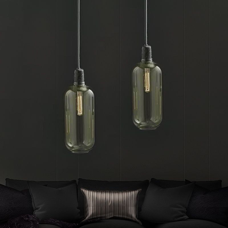Valentina Marble & Glass Cylinder Pendant Light | 11cm/17cm | Amber or Smoke Grey
