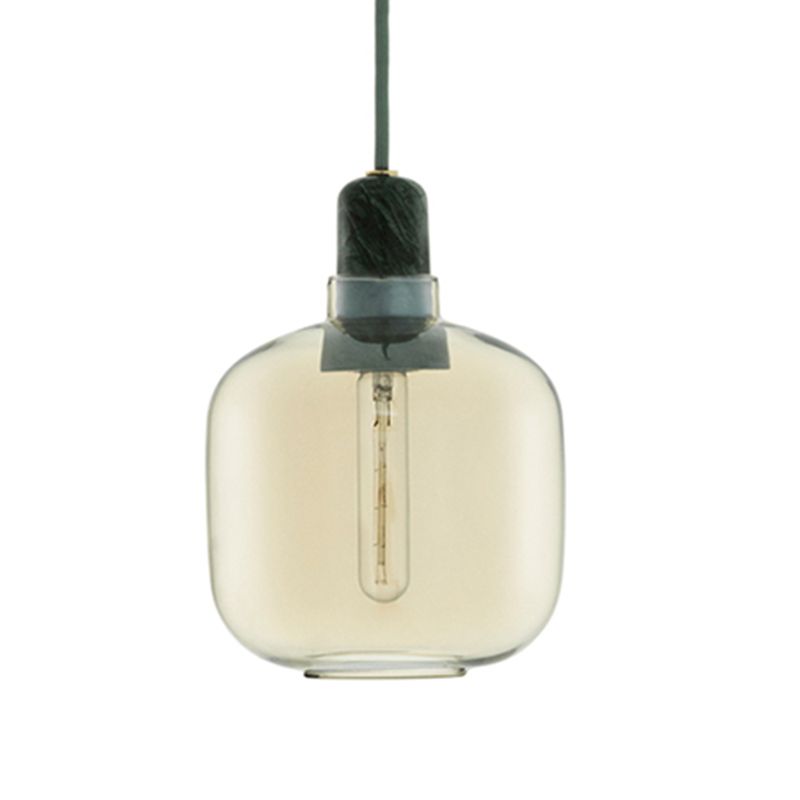 Valentina Marble & Glass Cylinder Pendant Light | 11cm/17cm | Amber or Smoke Grey