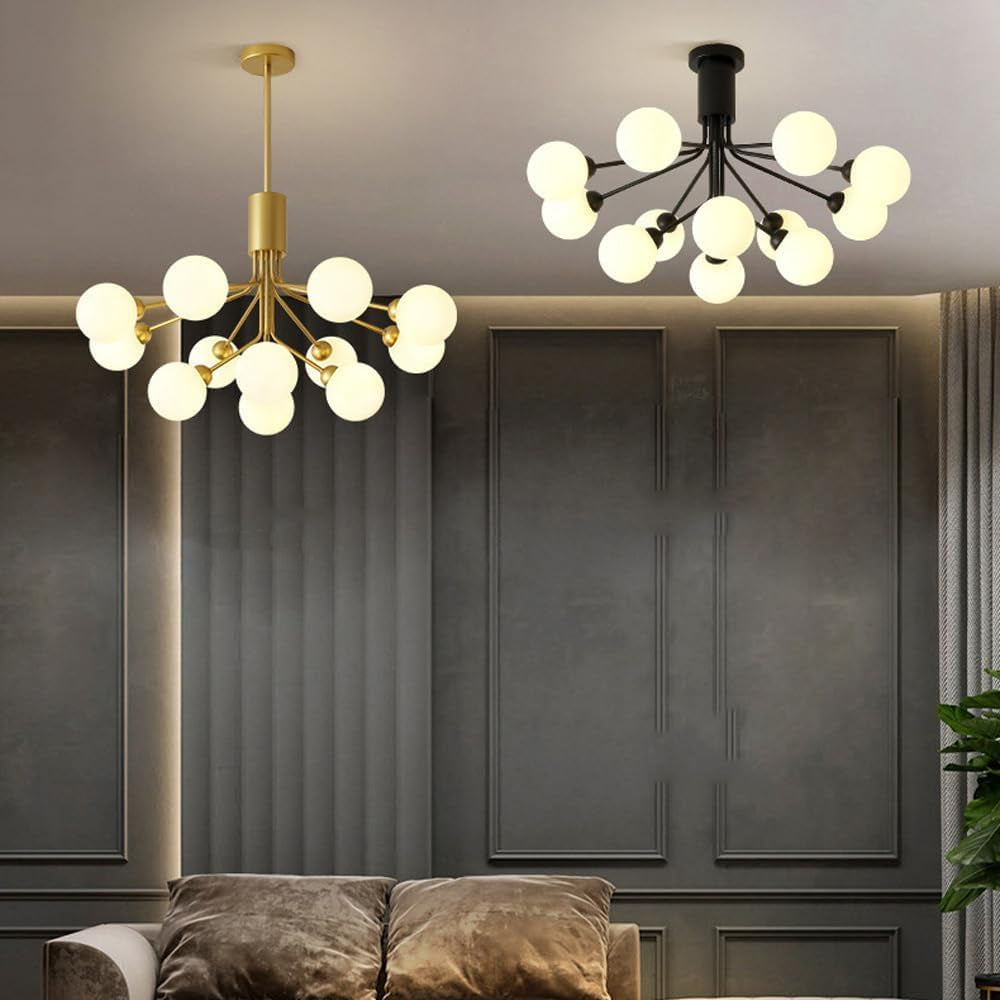Valentina | Modern Chandelier Light with LED Technology & Unique Sputnik Design | Elegant Black or Gold Finish for Any Room