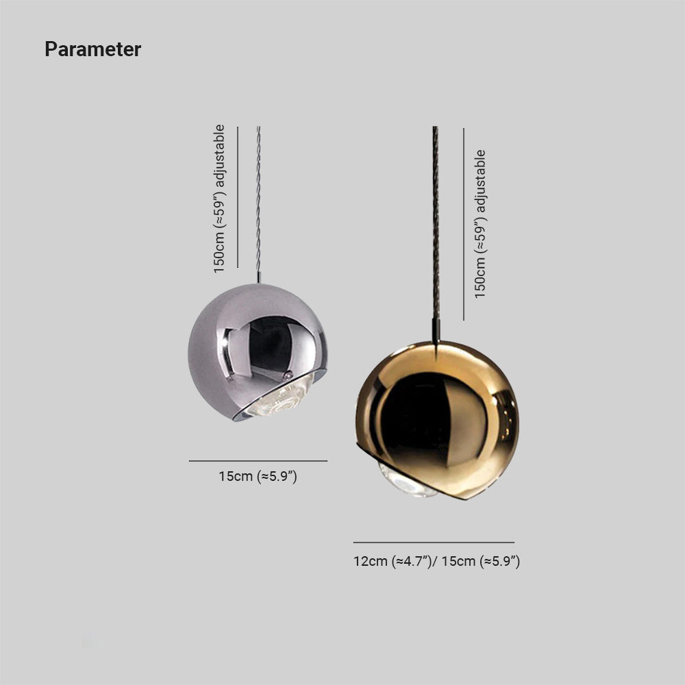 Valentina Spherical Metal & Acrylic Pendant Light | Dia12/15cm | Gold or Silver