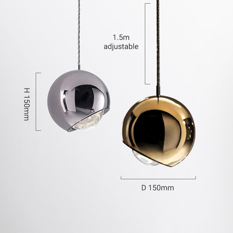 Valentina Spherical Metal & Acrylic Pendant Light | Dia12/15cm | Gold or Silver