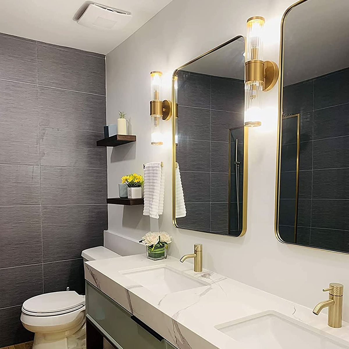 Raelinn vanity light installed above mirror