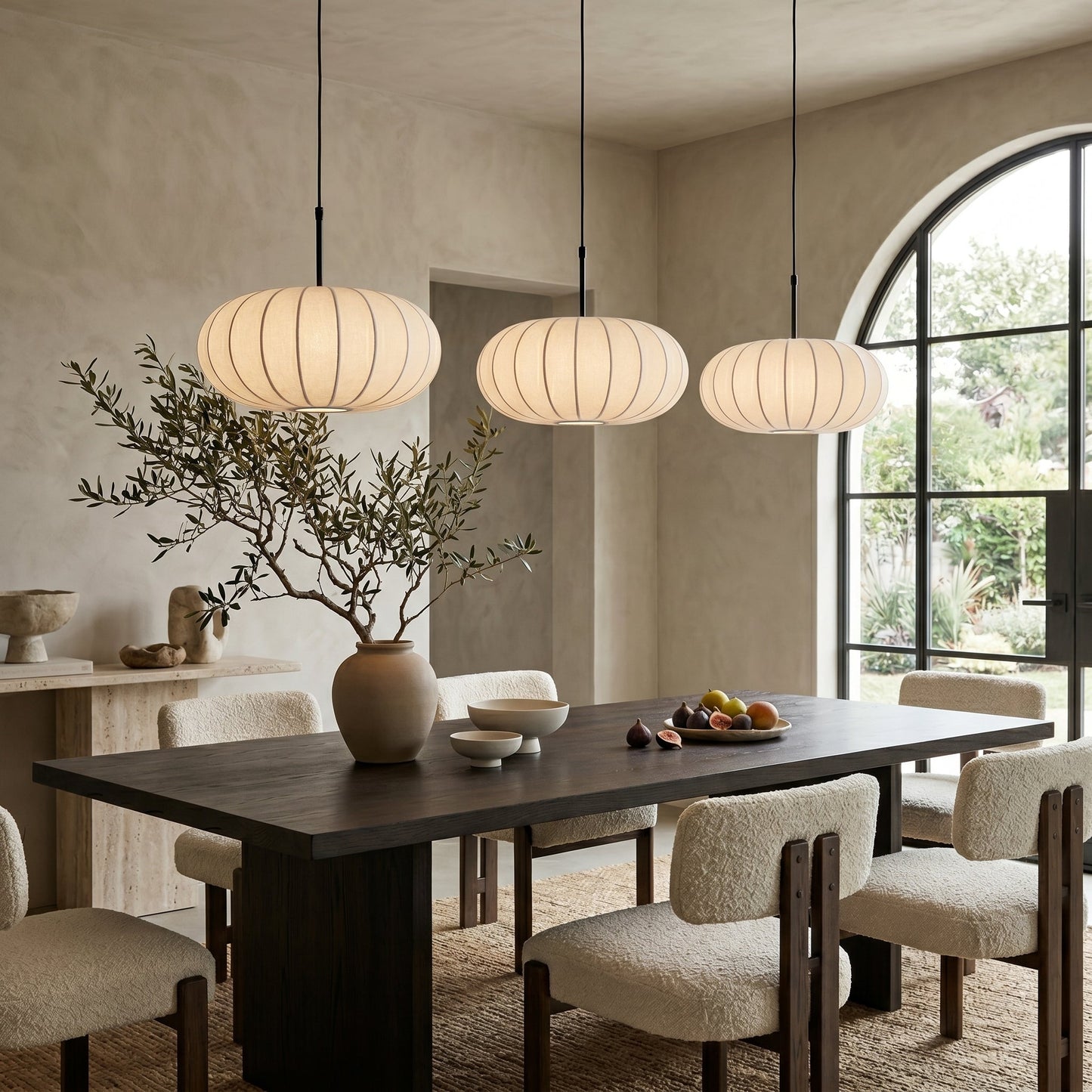 Verona | Pendant Lamp with Layered Fabric Shade | Adjustable Height for Soft Ambient Lighting 2