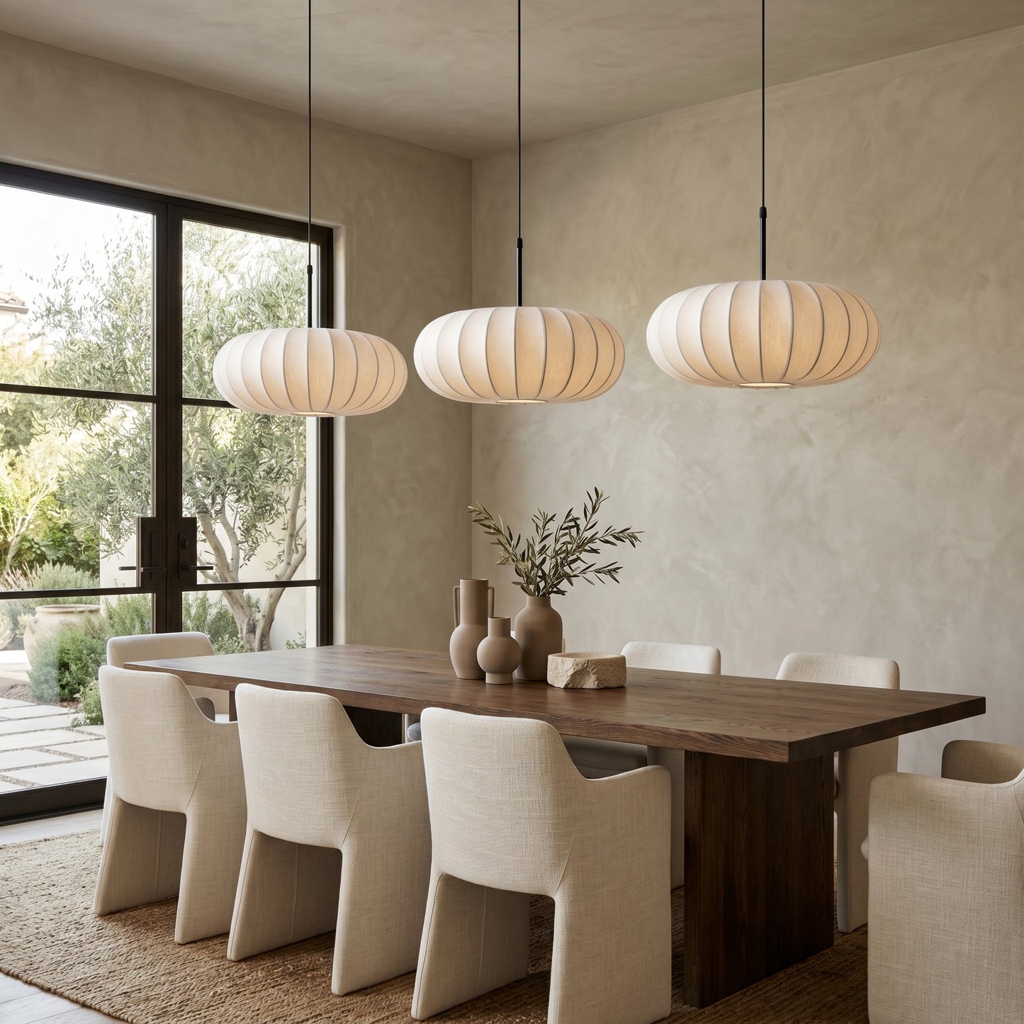 Verona | Pendant Lamp with Layered Fabric Shade | Adjustable Height for Soft Ambient Lighting 3