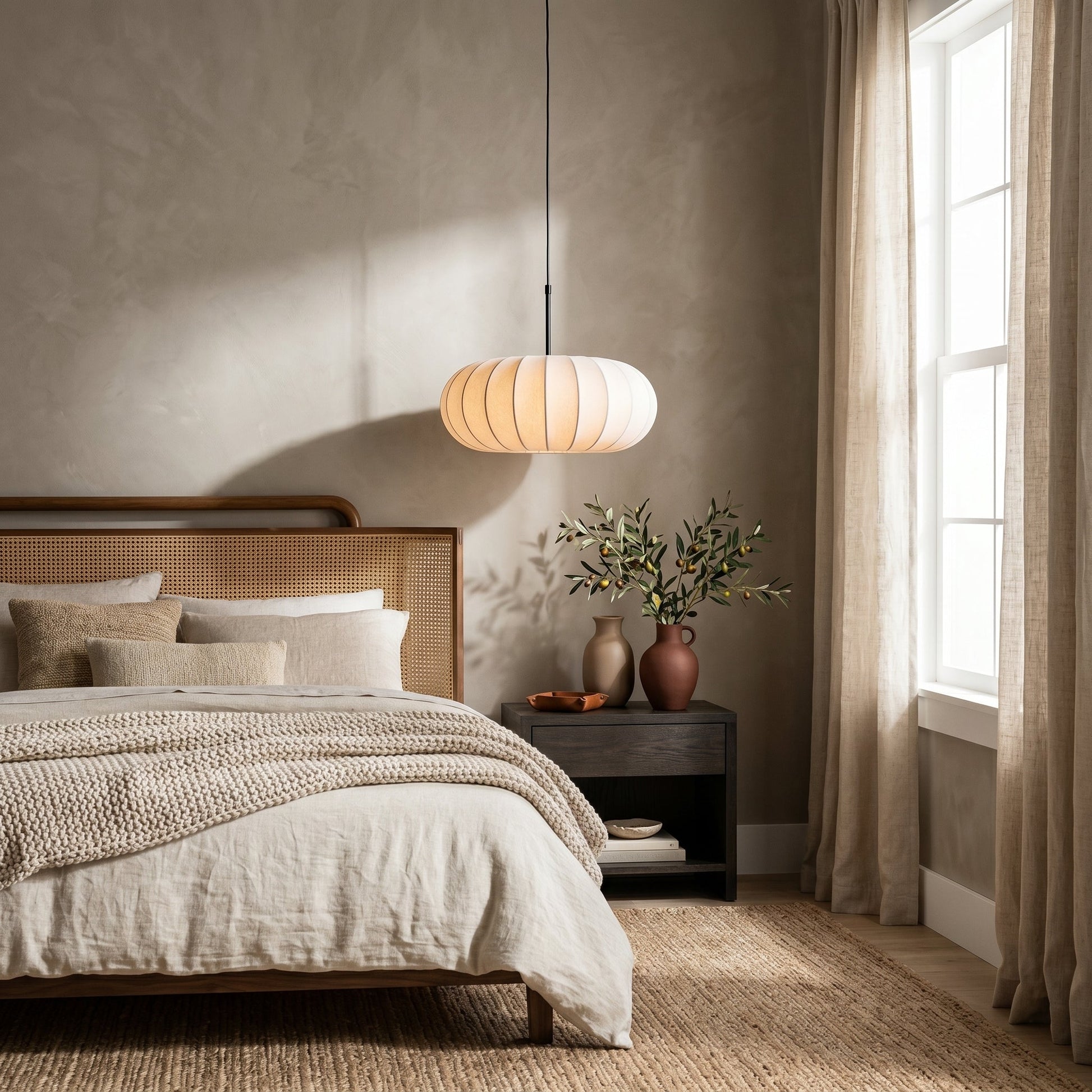 Verona | Pendant Lamp with Layered Fabric Shade | Adjustable Height for Soft Ambient Lighting 4