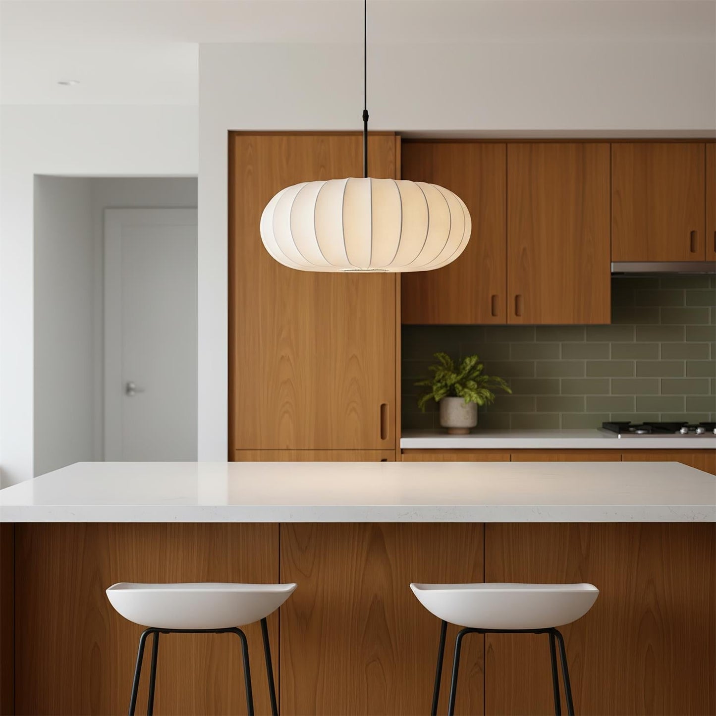 Verona | Pendant Lamp with Layered Fabric Shade | Adjustable Height for Soft Ambient Lighting 7