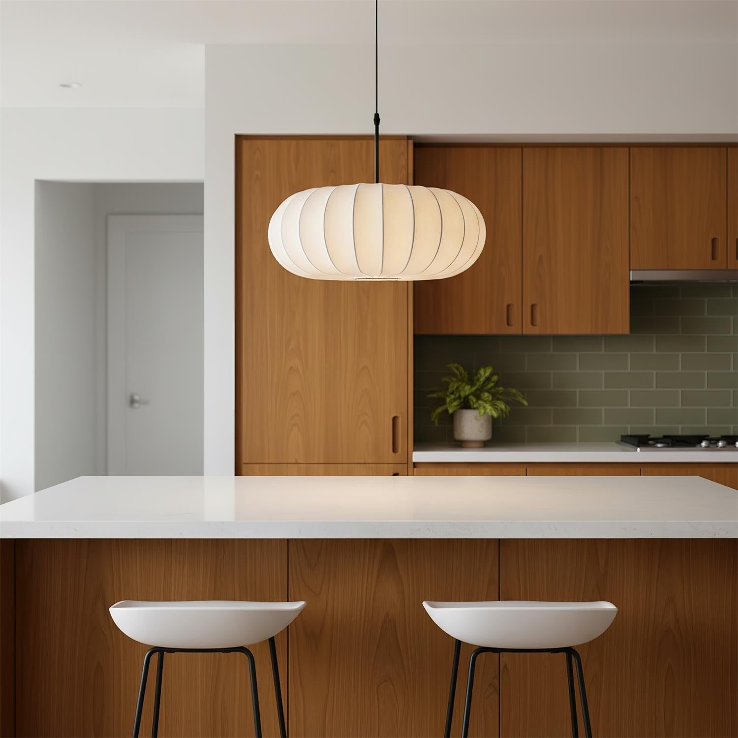 Verona | Pendant Lamp with Layered Fabric Shade | Adjustable Height for Soft Ambient Lighting 7
