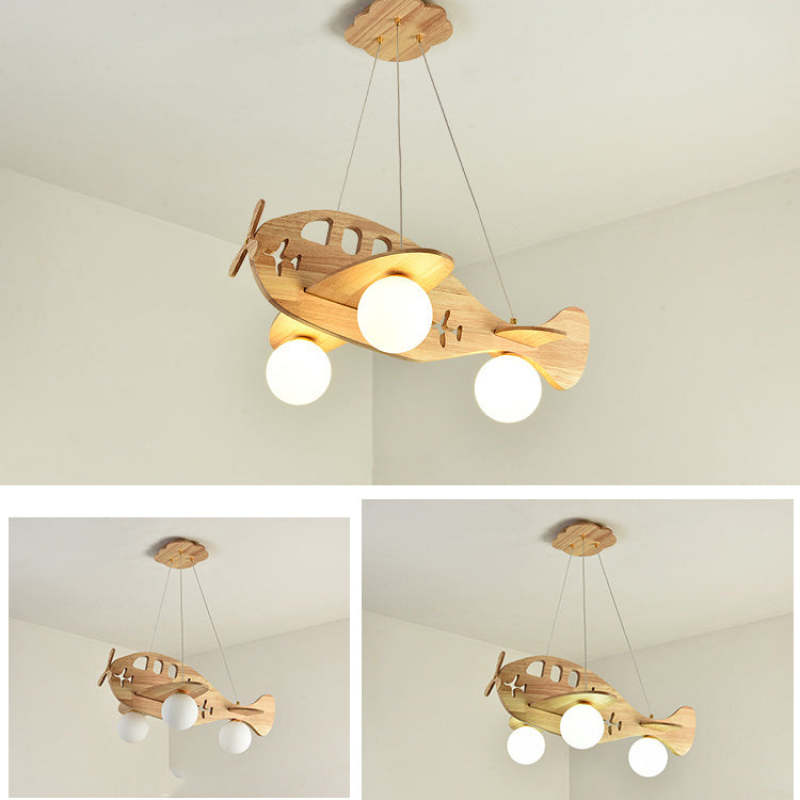 Vintage Airplane Wood Pendant Light | Warm/Cold White LED