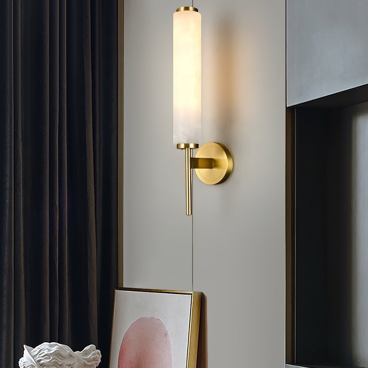 Vintage Art Deco Wall Lamp | Elegant Brass Finish & Alabaster Shade | Stylish Wall Lighting for Living Rooms and Bedrooms 2