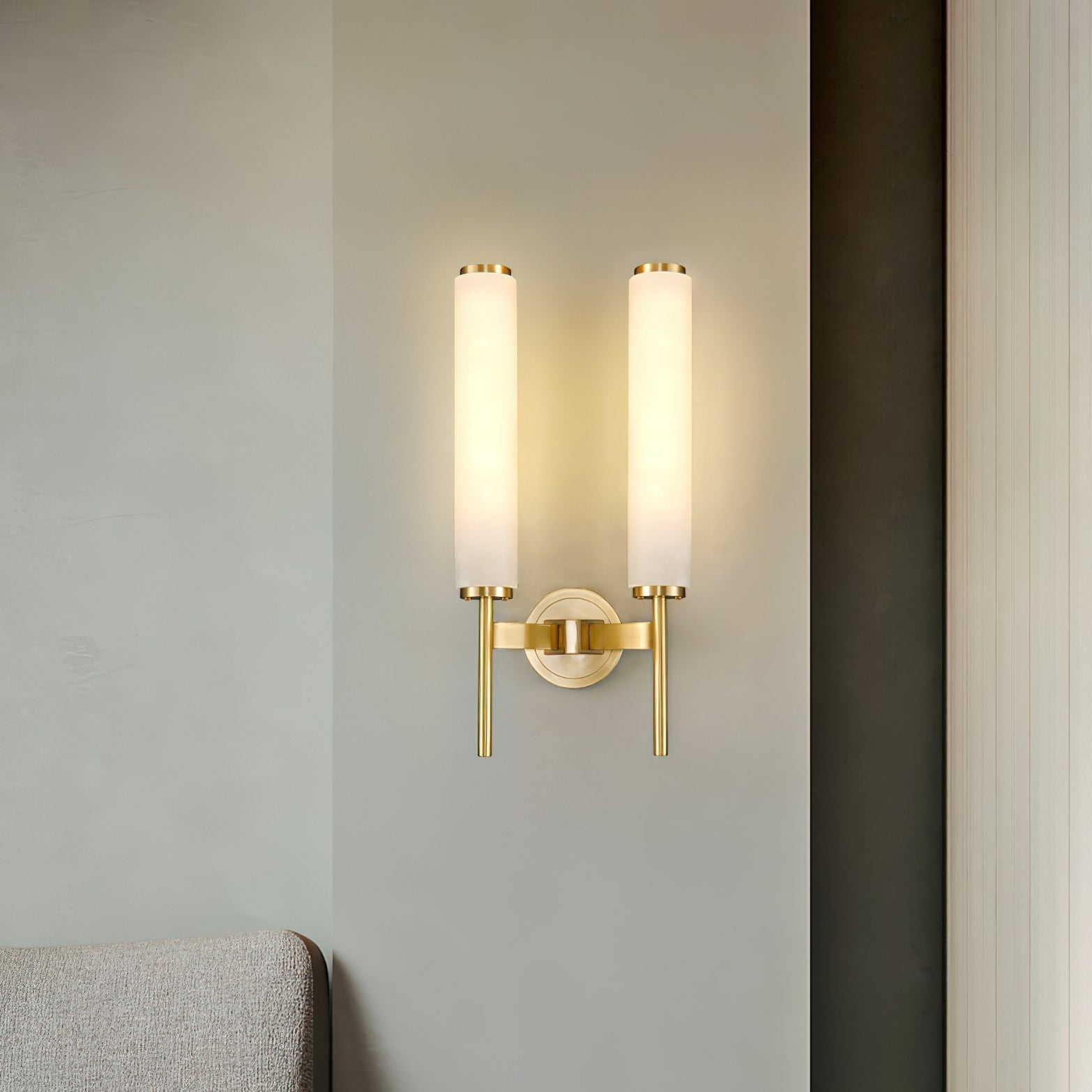 Vintage Art Deco Wall Lamp | Elegant Brass Finish & Alabaster Shade | Stylish Wall Lighting for Living Rooms and Bedrooms 5