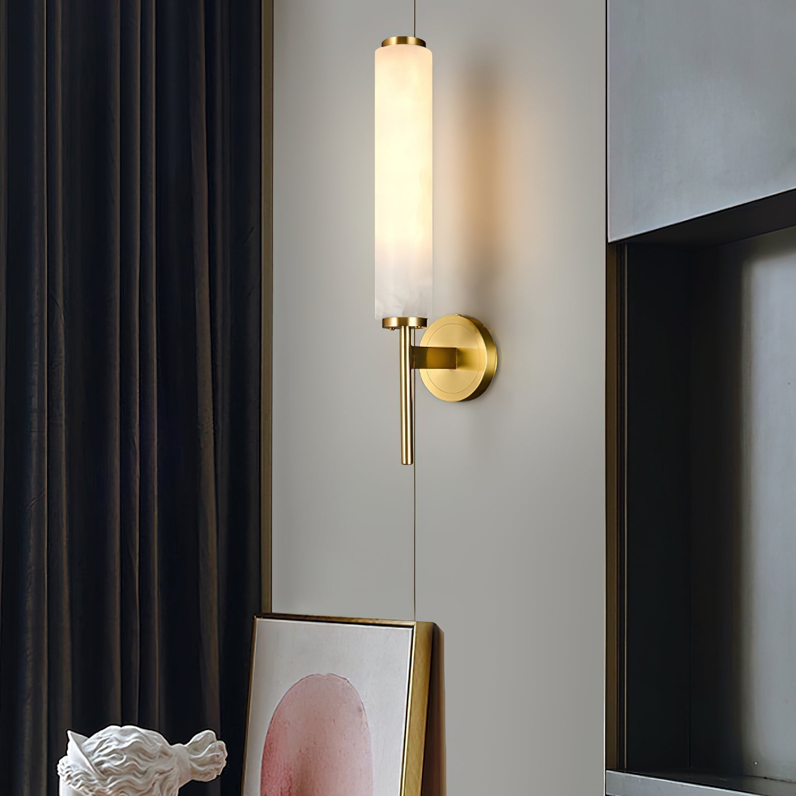 Vintage Art Deco Wall Lamp | Elegant Brass Finish & Alabaster Shade | Stylish Wall Lighting for Living Rooms and Bedrooms 7