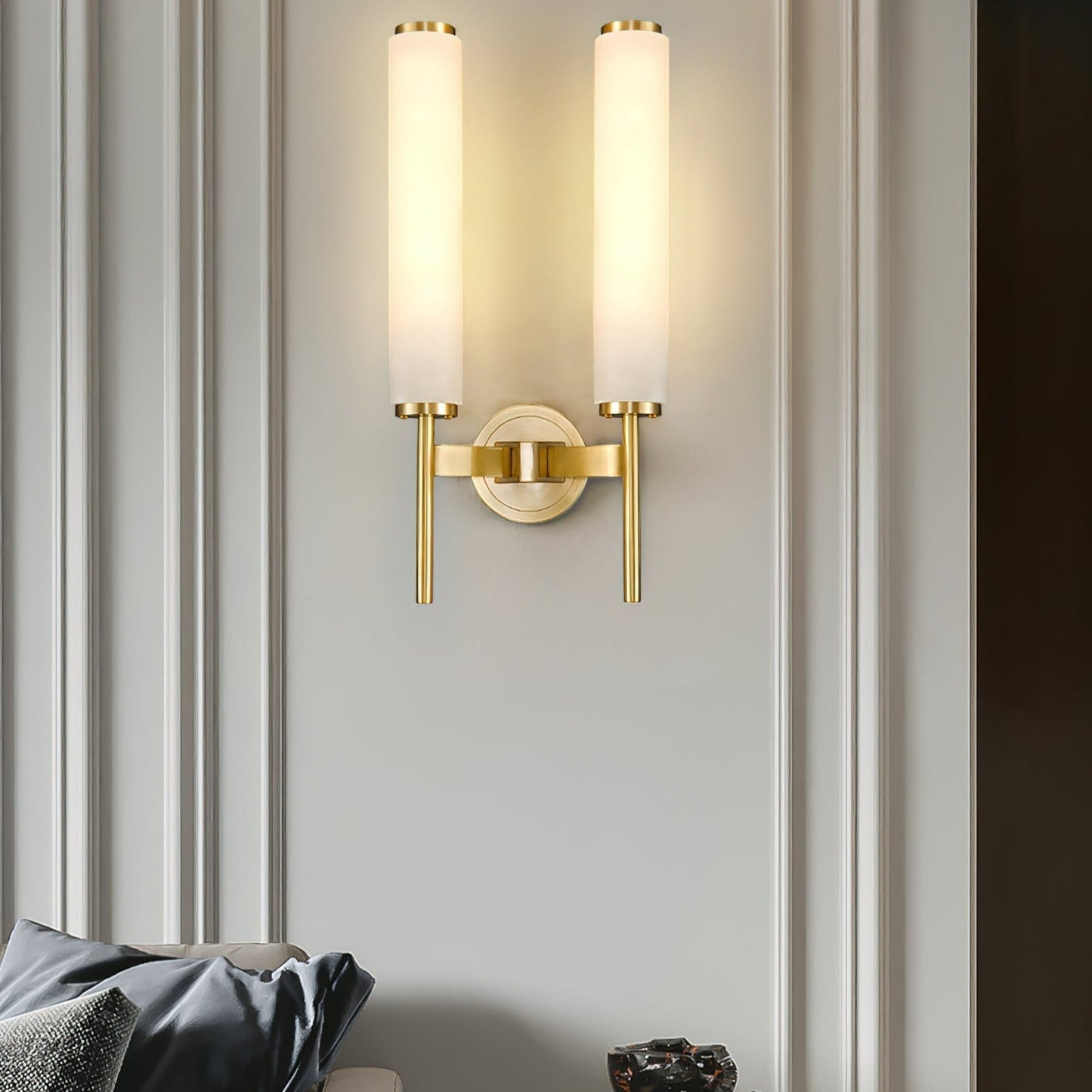 Vintage Art Deco Wall Lamp | Elegant Brass Finish & Alabaster Shade | Stylish Wall Lighting for Living Rooms and Bedrooms 8