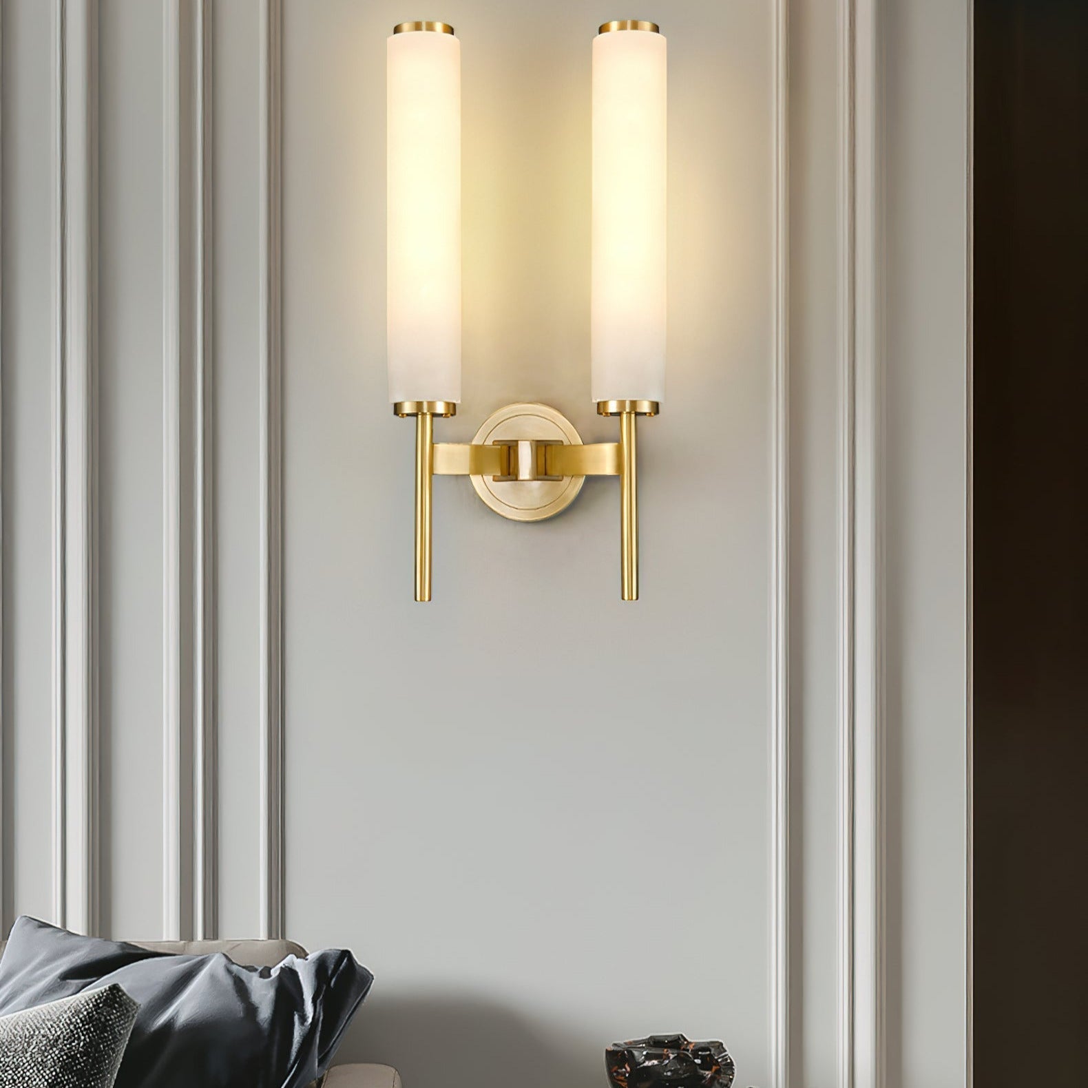 Vintage Art Deco Wall Lamp | Elegant Brass Finish & Alabaster Shade | Stylish Wall Lighting for Living Rooms and Bedrooms 8