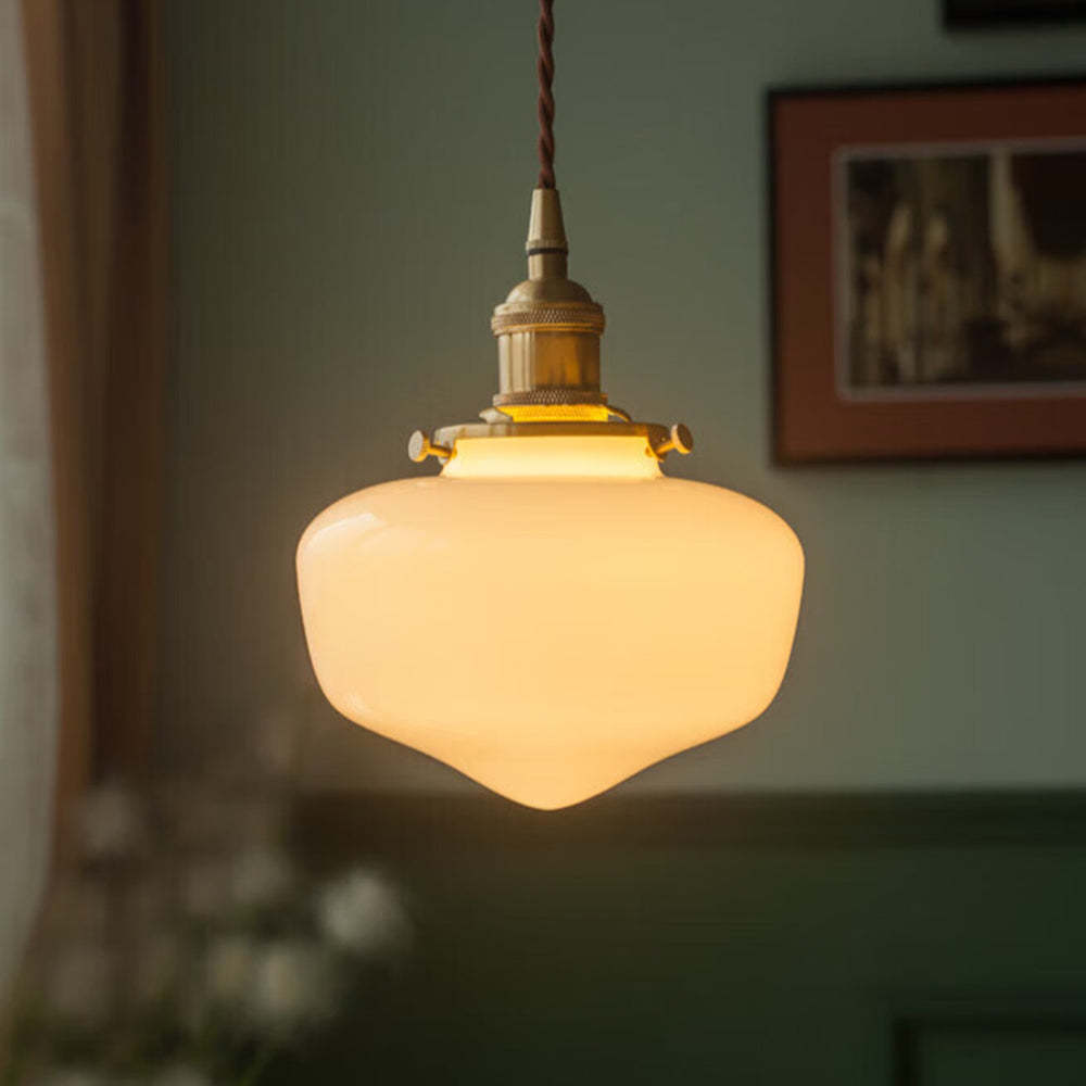 Vintage Charm | Glass Pendant Light with Adjustable Length | Retro Brass Design for Elegant Illumination 0