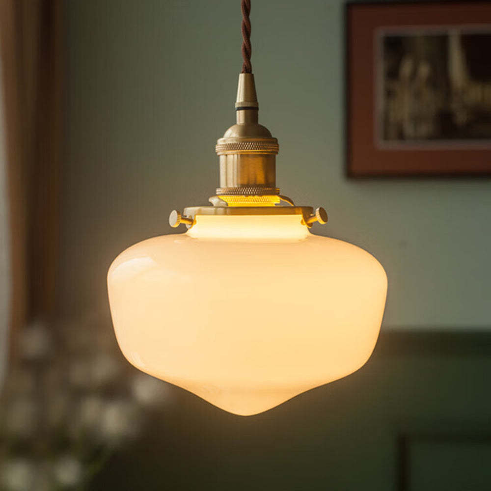 Vintage Charm | Glass Pendant Light with Adjustable Length | Retro Brass Design for Elegant Illumination 3