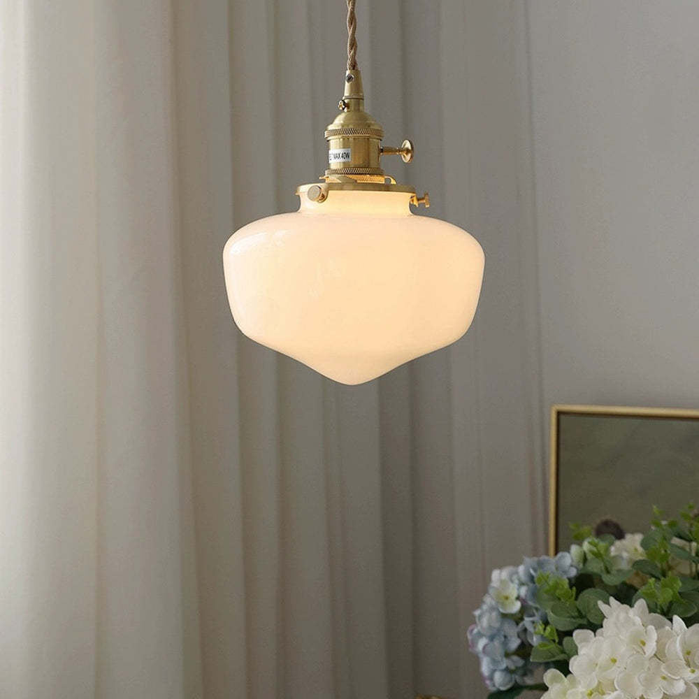 Vintage Charm | Glass Pendant Light with Adjustable Length | Retro Brass Design for Elegant Illumination 4