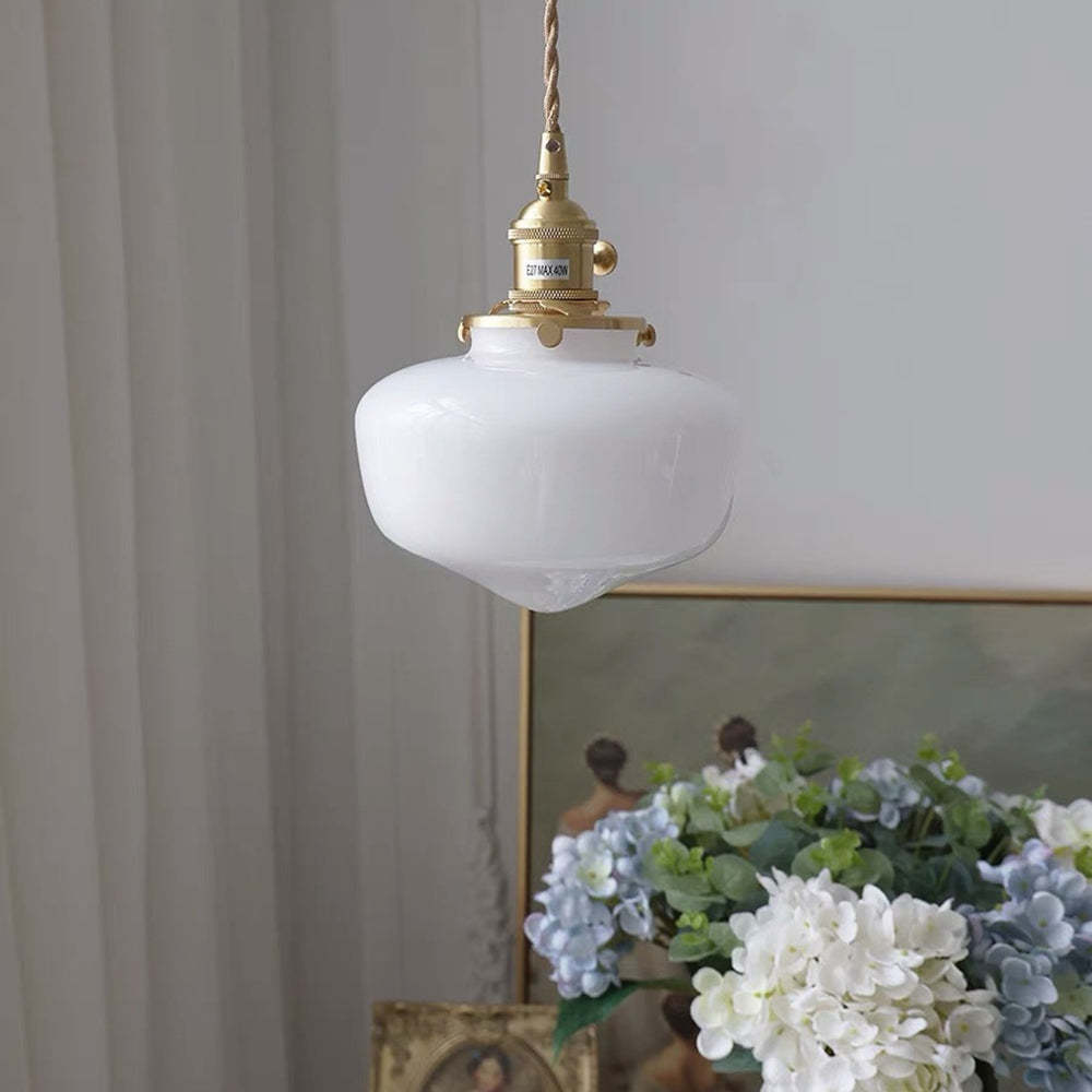 Vintage Charm | Glass Pendant Light with Adjustable Length | Retro Brass Design for Elegant Illumination 6