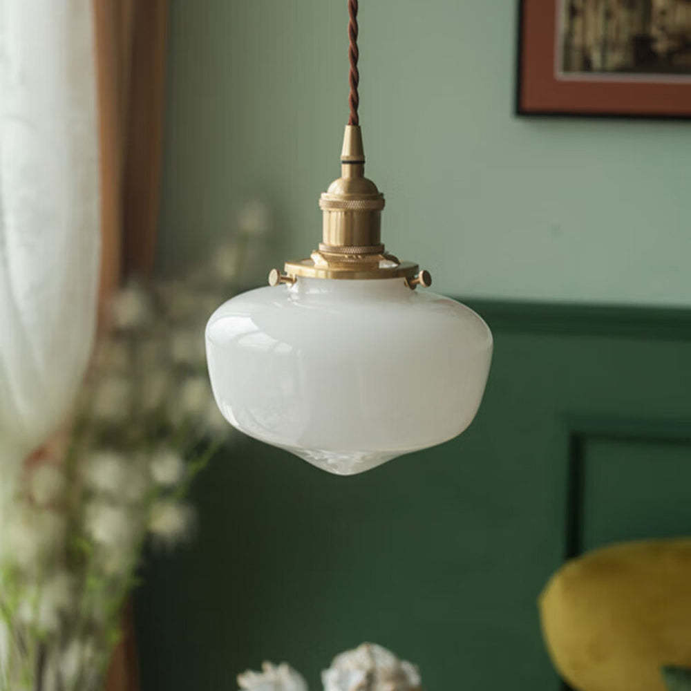 Vintage Charm | Glass Pendant Light with Adjustable Length | Retro Brass Design for Elegant Illumination 7