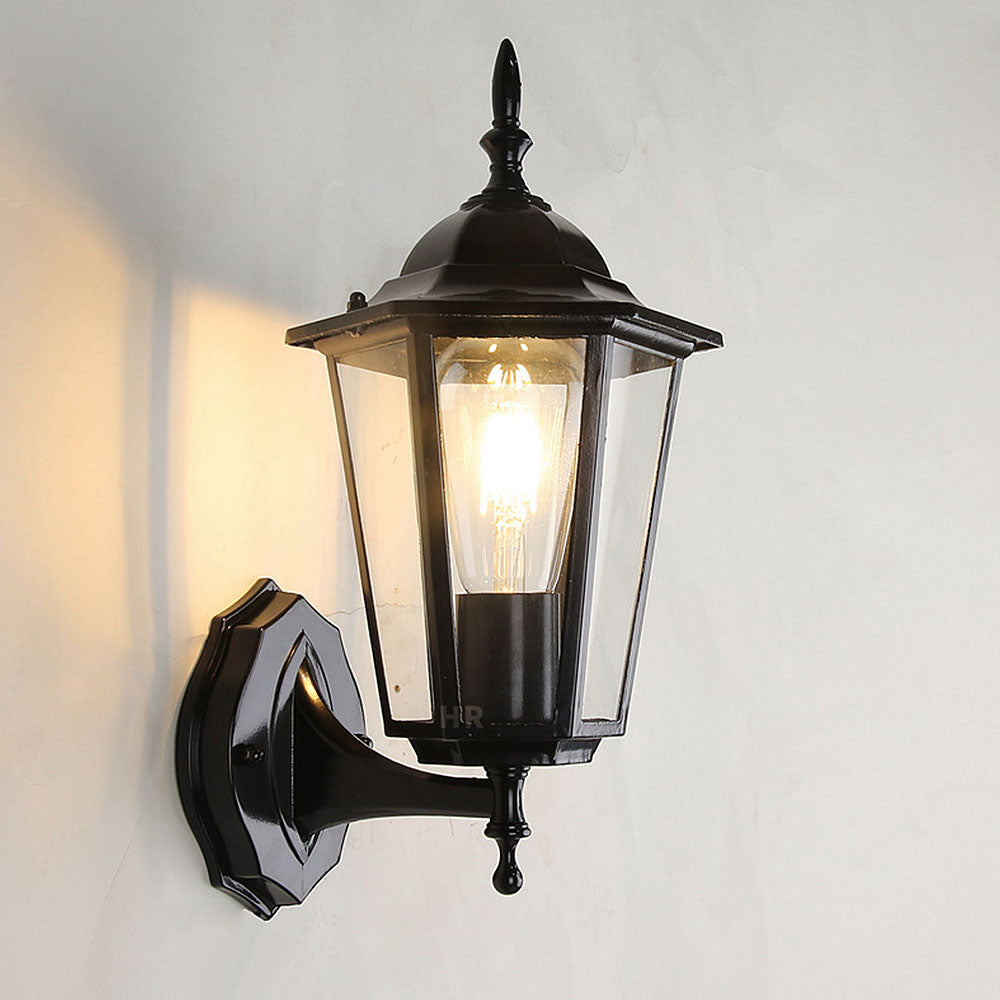 Retro Glass Outdoor Wall Light | Black/Brass