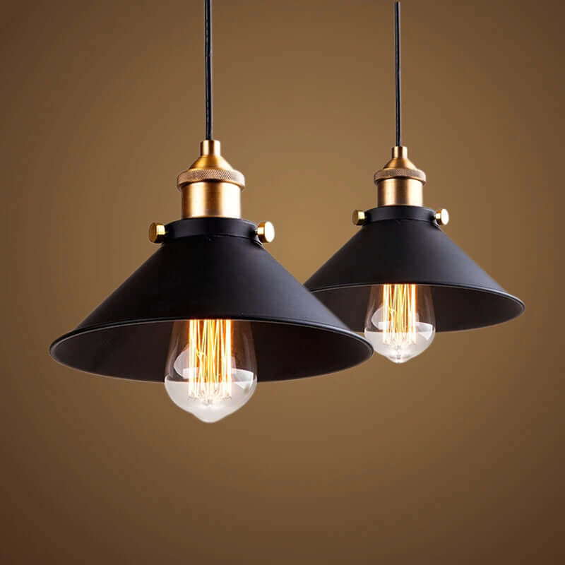 Vintage Elegance | Cone-Shaped Brass Pendant Light with Adjustable Cable | Perfect for Kitchen Pendant Lighting and Cozy Ambiance 0