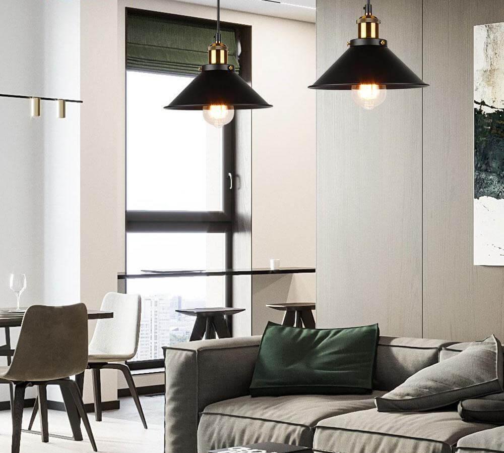 Vintage Elegance | Cone-Shaped Brass Pendant Light with Adjustable Cable | Perfect for Kitchen Pendant Lighting and Cozy Ambiance 6