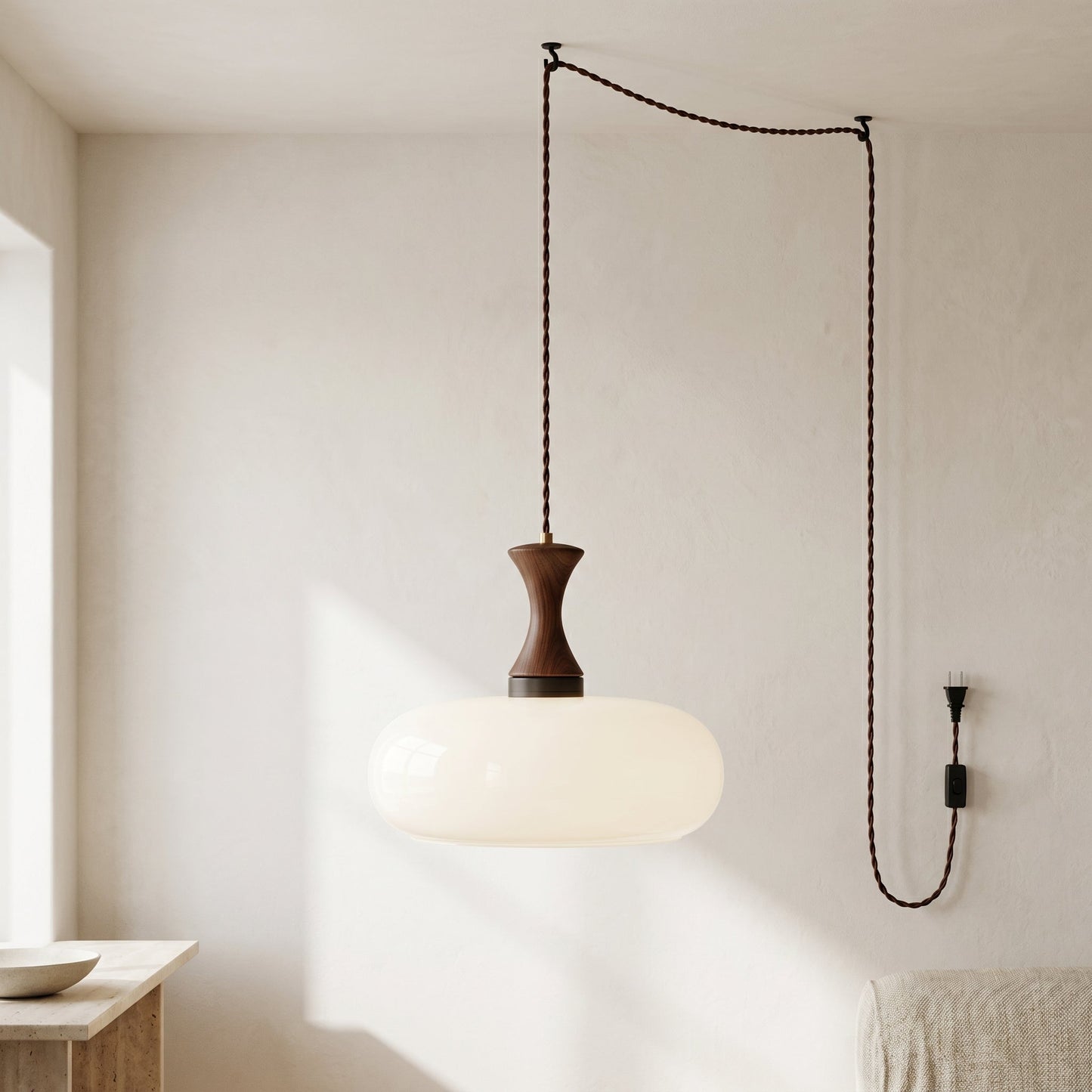 Vintage Elegance | Glass Pendant Light with Antique Brown Shade | Adjustable Height for Cozy Kitchen Ambiance 10