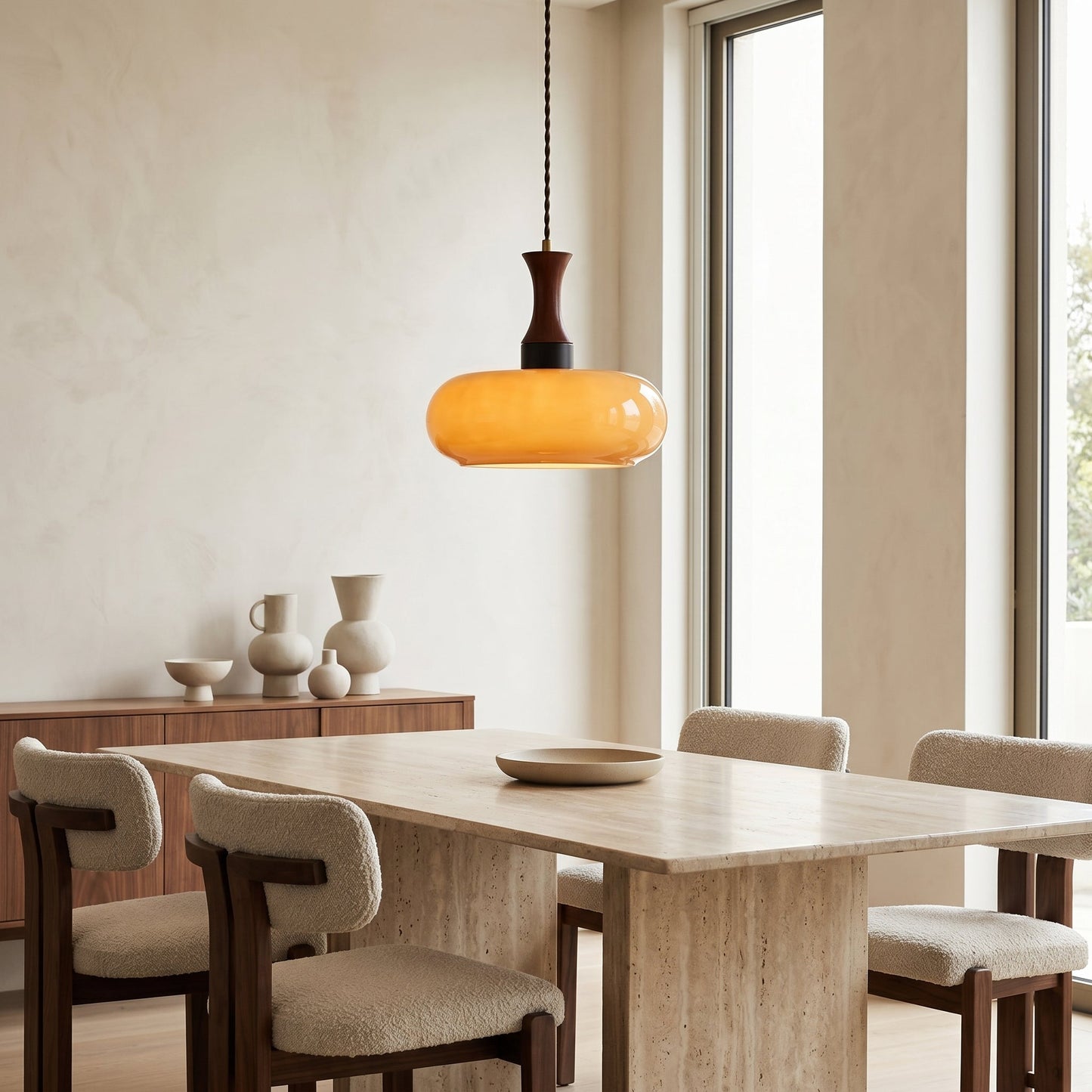 Vintage Elegance | Glass Pendant Light with Antique Brown Shade | Adjustable Height for Cozy Kitchen Ambiance 2