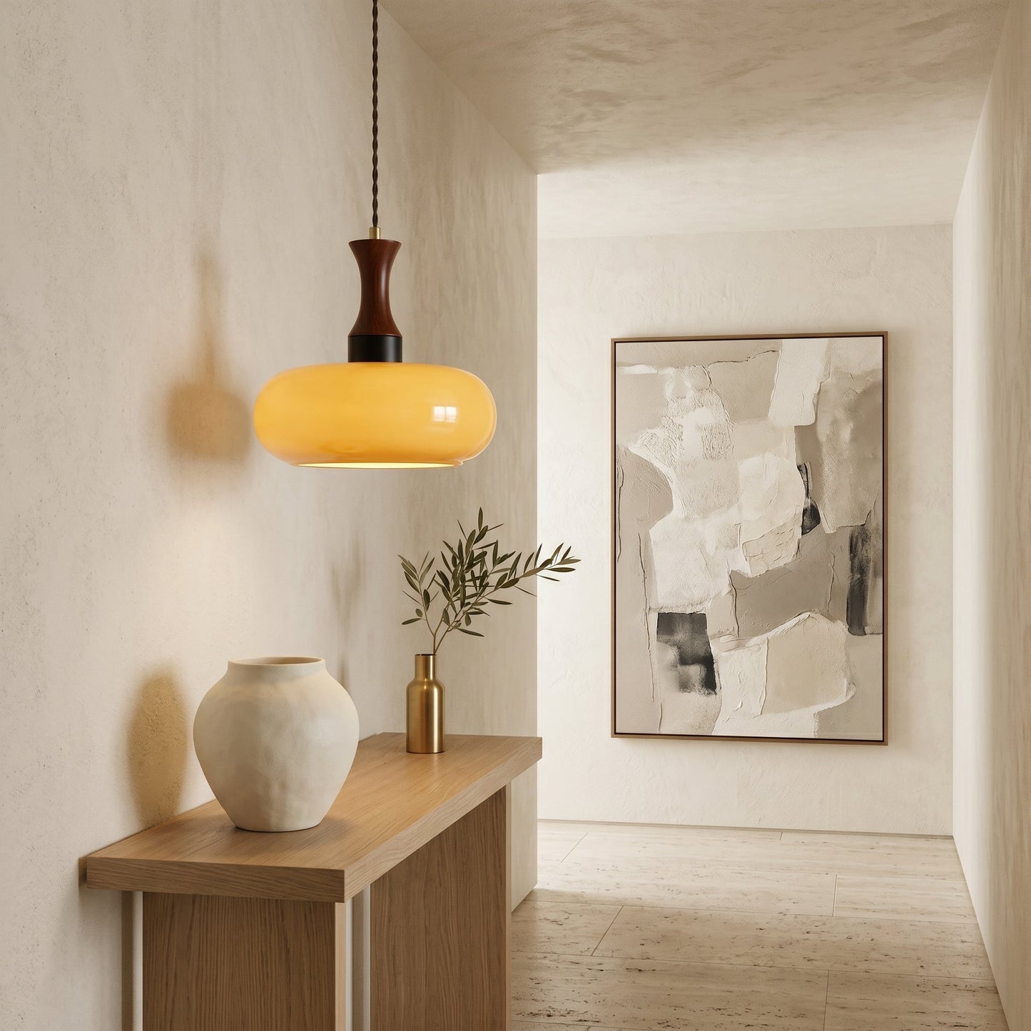 Vintage Elegance | Glass Pendant Light with Antique Brown Shade | Adjustable Height for Cozy Kitchen Ambiance 5