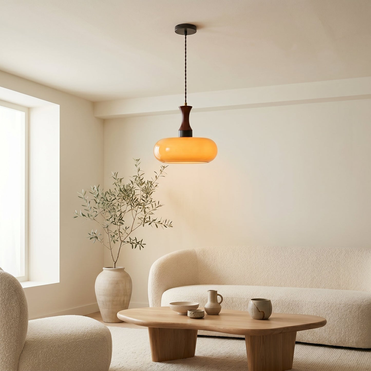 Vintage Elegance | Glass Pendant Light with Antique Brown Shade | Adjustable Height for Cozy Kitchen Ambiance 6