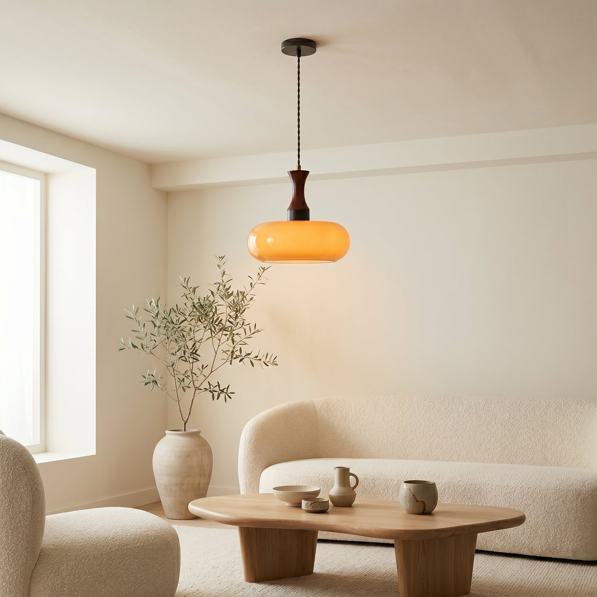 Vintage Elegance | Glass Pendant Light with Antique Brown Shade | Adjustable Height for Cozy Kitchen Ambiance 6