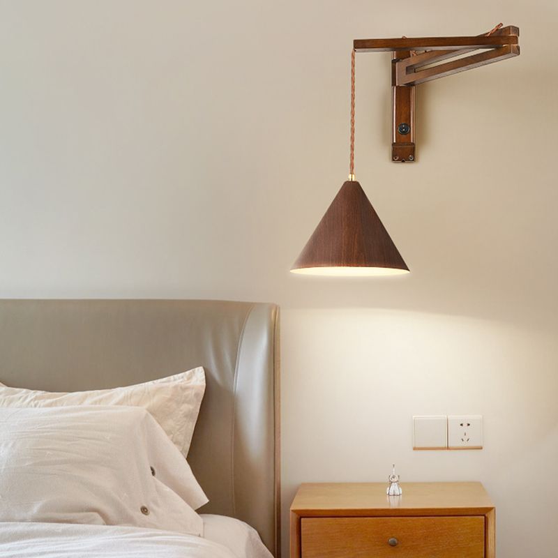 Vintage Muto | Adjustable Wall Lamp with Walnut Wood & Antique Metal | Cozy Wall Sconce Lighting for Living Room Ambiance 0