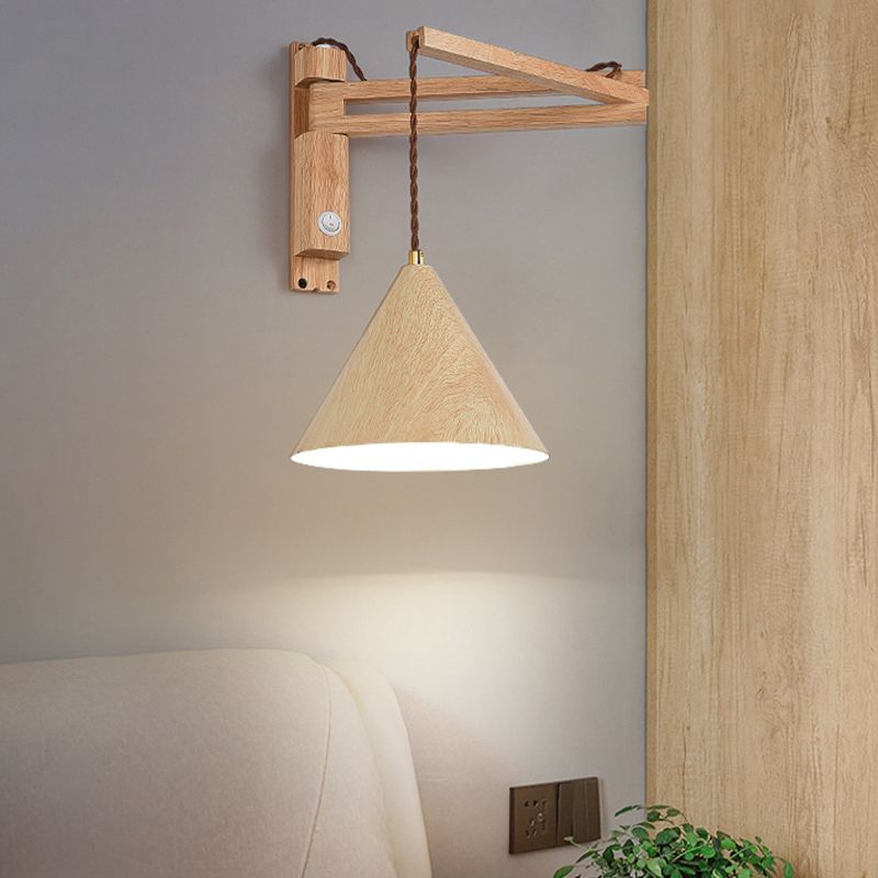 Vintage Muto | Adjustable Wall Lamp with Walnut Wood & Antique Metal | Cozy Wall Sconce Lighting for Living Room Ambiance 7
