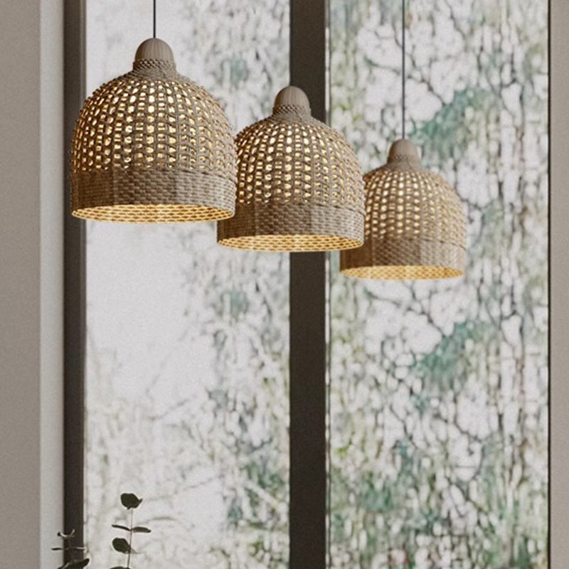 Vintage Rattan Pendant Light with Handmade Design | Eco-Friendly Hanging Light for Cozy Ambiance 4