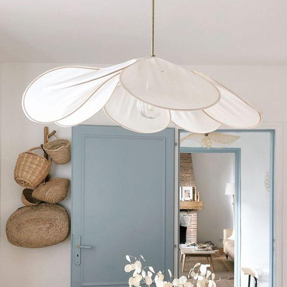 Ritta Vintage Rustic Fabric Pendant Light | Dia50/60cm | White/Brown
