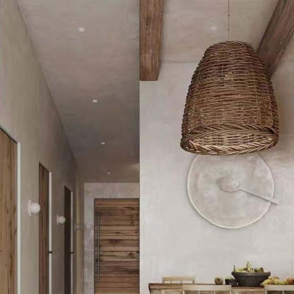 Vintage Rustic Rattan Pendant Light with Adjustable Height | Elegant Kitchen Lighting for Cozy Interiors 5