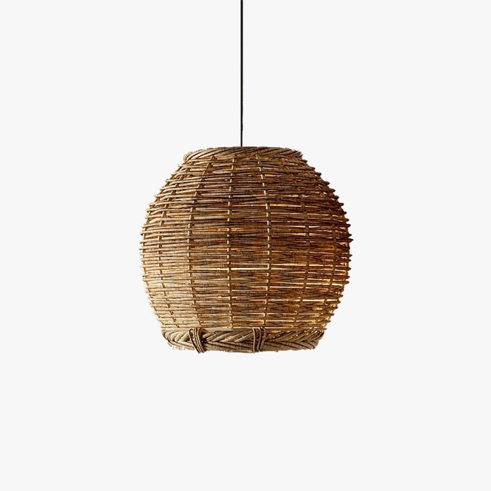 Vintage Rustic Rattan Pendant Light with Warm Glow | Eco-Friendly Hanging Light for Cozy Ambiance 1