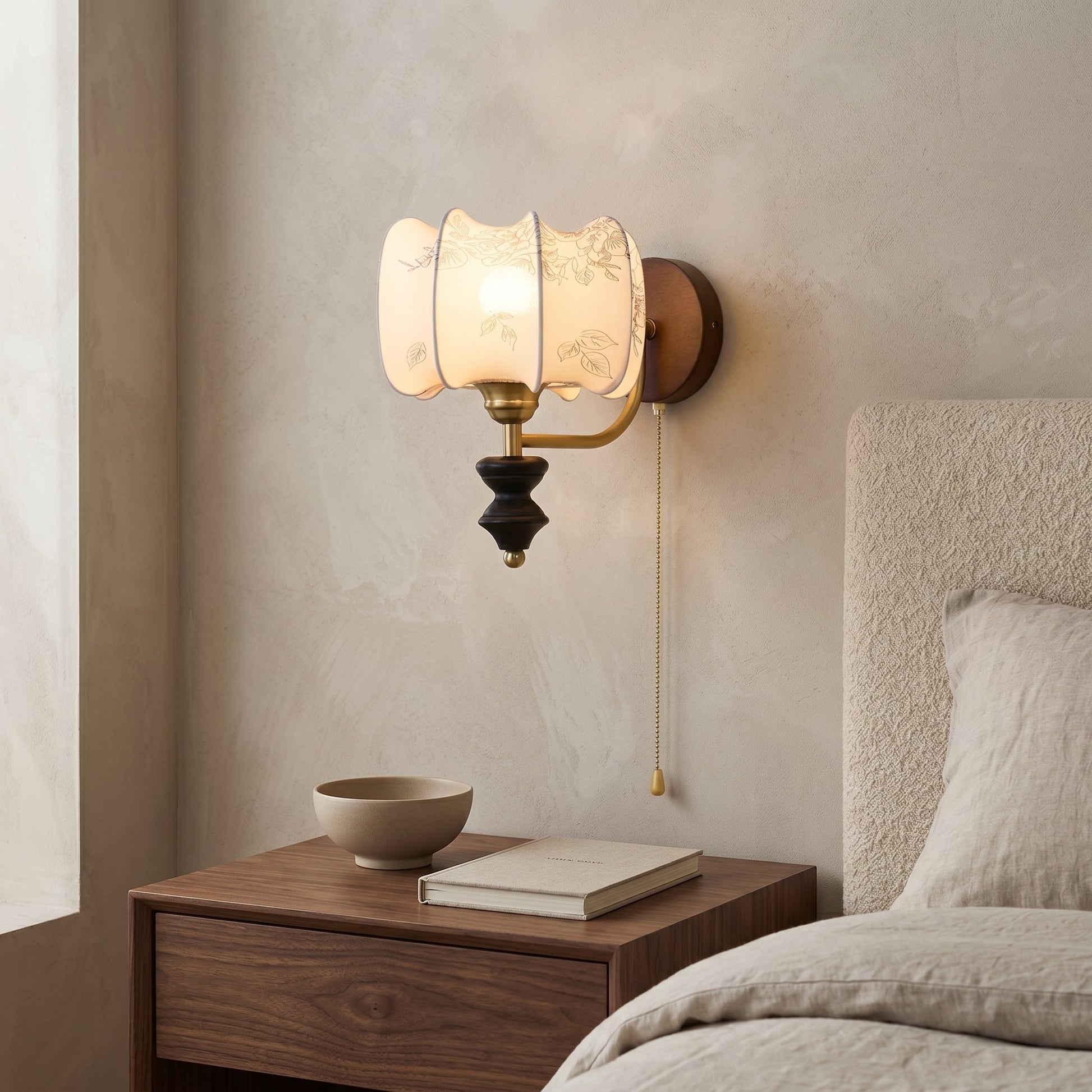 Vintage Wall Lamp | Elegant Wall Sconce Light with Soft Fabric Shade | Cozy Indoor Lighting for Warm Ambiance 1