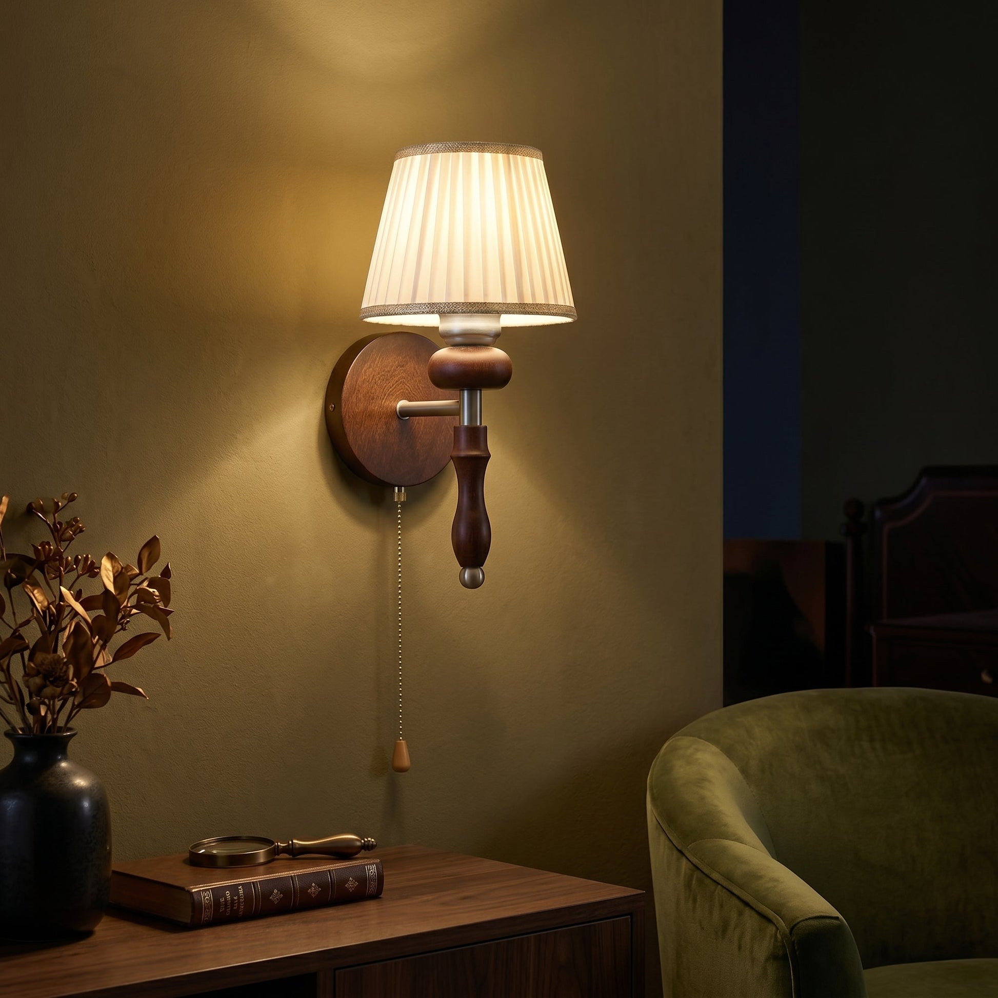 Vintage Wall Lamp | Elegant Wall Sconce Light with Soft Fabric Shade | Cozy Indoor Lighting for Warm Ambiance 3