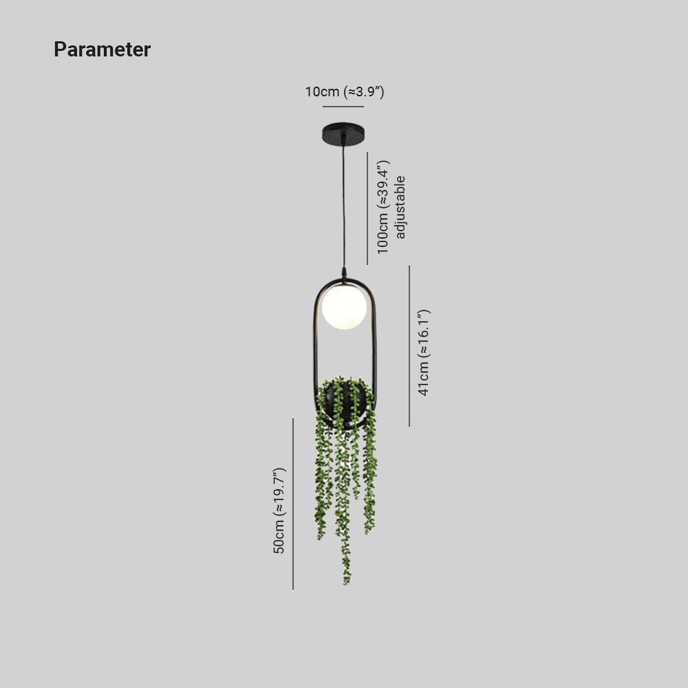 Nest Plant Pot Ball Pendant Light, Metal & Glass, D12cm | With or Without Faux Plant