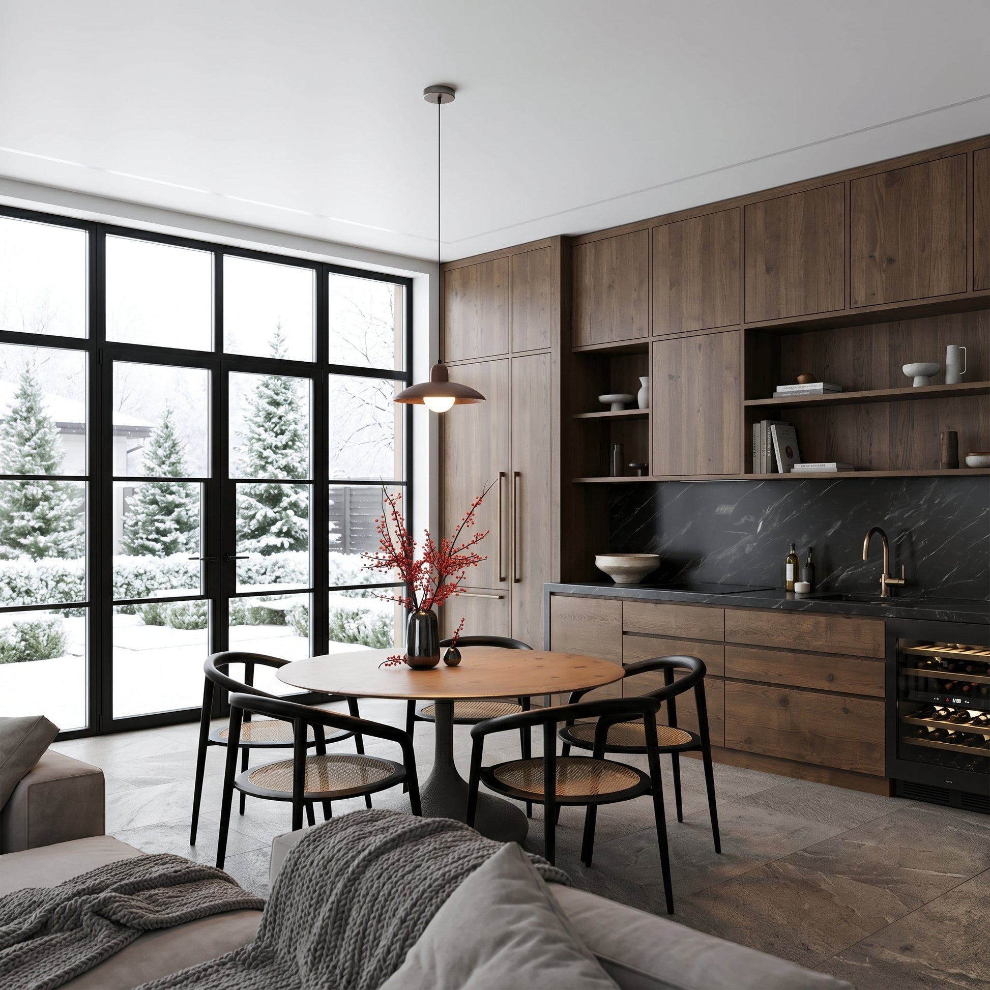 Wabi-Sabi Collection | Walnut Pendant Light with Soft Ambient Glow | Minimalist Design for Calm and Relaxing Spaces 1